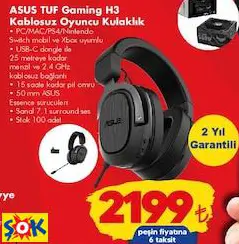 ASUS TUF GAMİNG H3 KABLOSUZ OYUNCU KULAKLIK